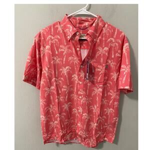 New Huk Men's Short Sleeve Palm Tree Kona Button Down Shirt, Size Small